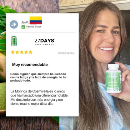 Cápsulas de Moringa 27Days - Reduce naturalmente el cortisol.