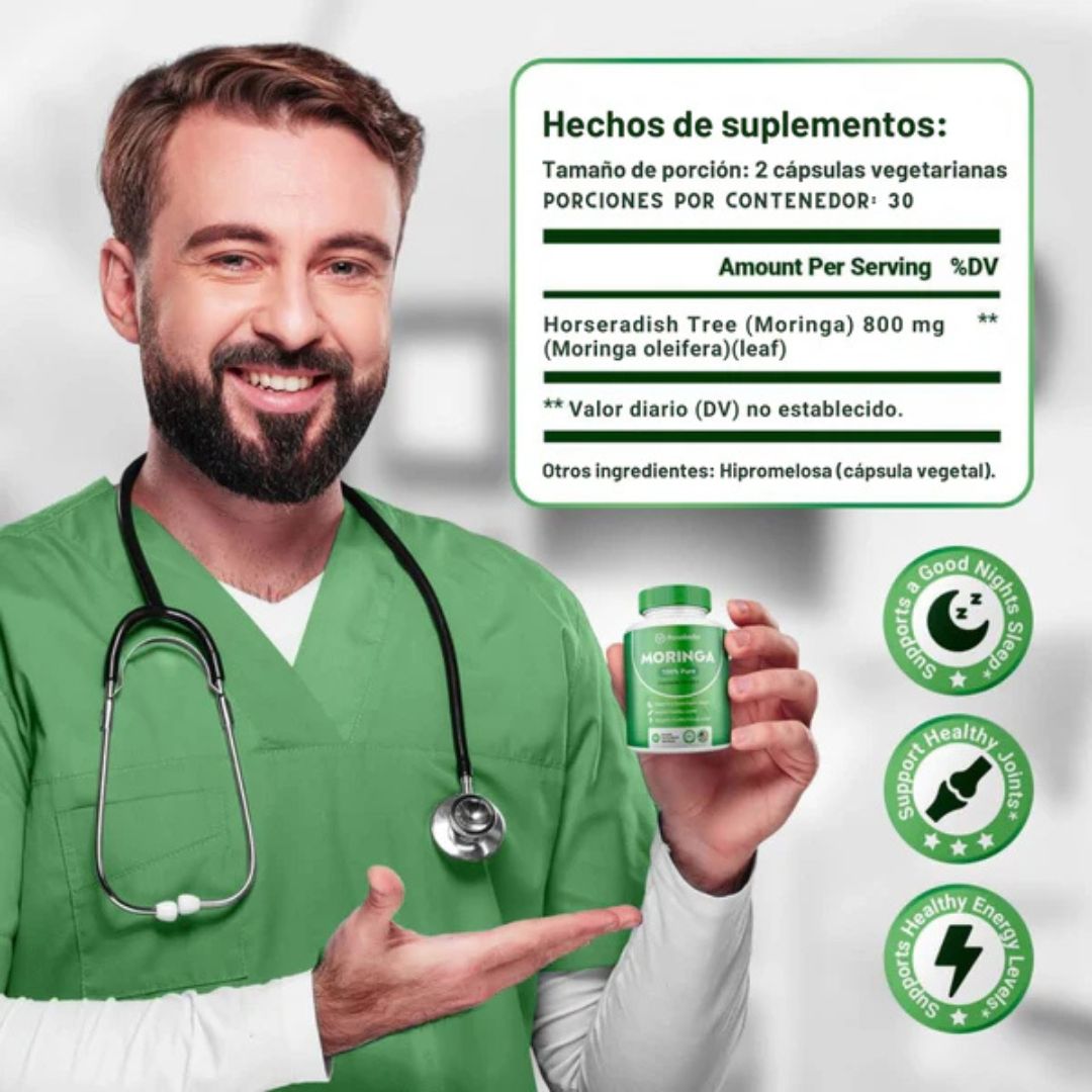 Cápsulas de Moringa 27Days - Reduce naturalmente el cortisol.