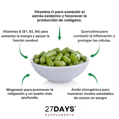 Cápsulas de Moringa 27Days - Reduce naturalmente el cortisol.