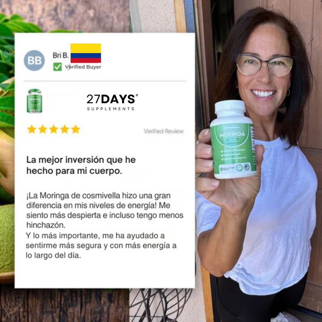 Cápsulas de Moringa 27Days - Reduce naturalmente el cortisol.