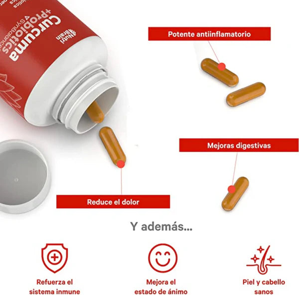 Cápsulas de Cúrcuma + Probióticos 27Days - Desinflama y equilibra.